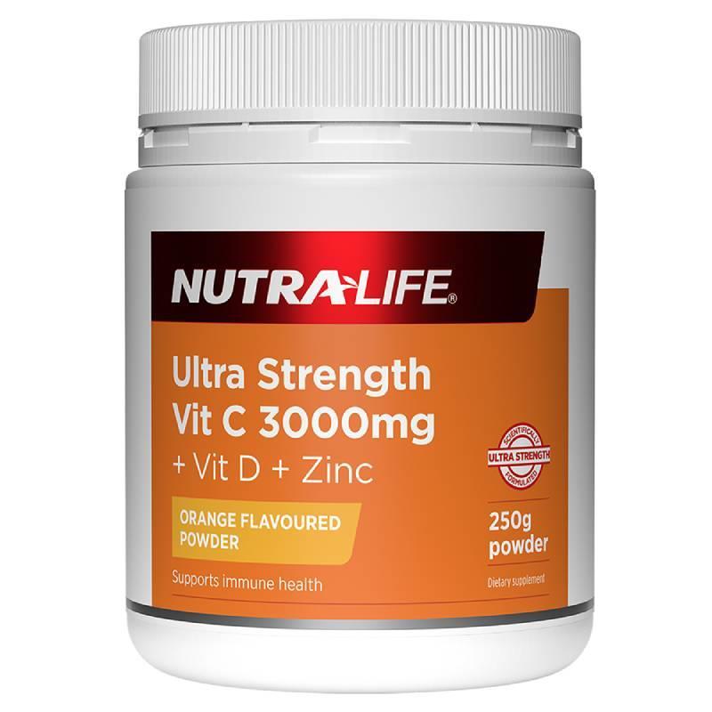 Nutra-Life Vitamin C 3000mg + D + Zinc Powder