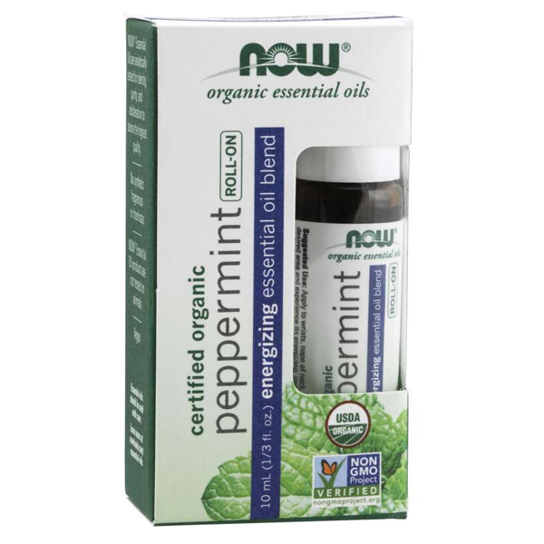 NOW Peppermint Energizing Essential Oil Blend - Organic Roll-On